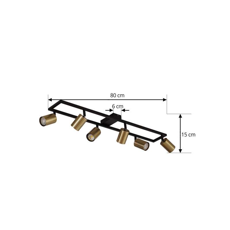 Lindby Bravius Deckenstrahler messing 6-flammig dimmbar GU10 Eisen 80 cm - 4255830902772