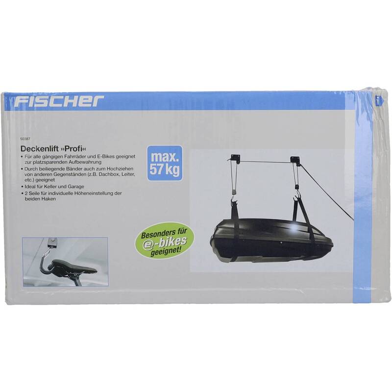 Fischer Fahrrad Deckenlift ProfiPlus schwarz 1 Einstellplatz 57kg Tragkraft - 4008153503870