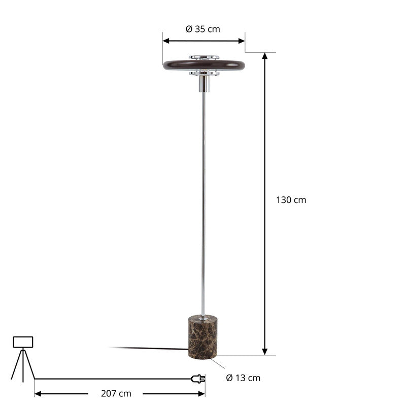 Lindby Stehleuchte Branford LED Retro Lampe Stehlampe Leuchte braun 130cm - 0000010053898