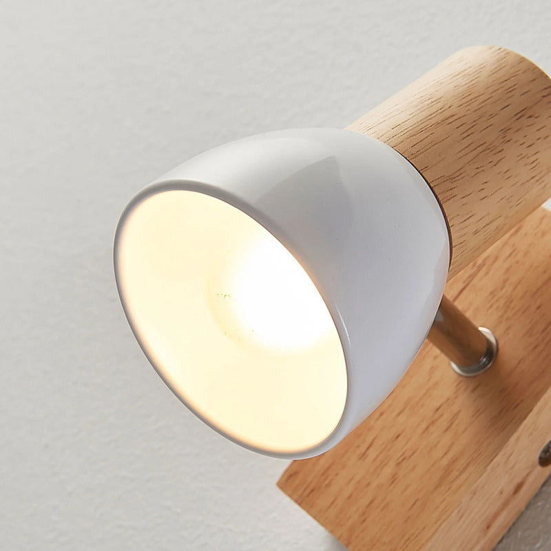Lindby Wandlampe Thorin LED Strahler dimmbar Holz Metall weiß 14cm hoch 8cm - 4251096535730