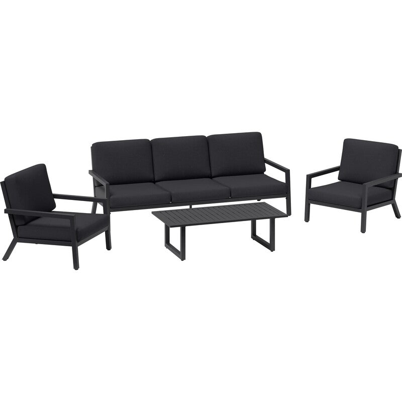 Lounge-Gruppe Springtown 4-teilig Gartenmöbel Aluminium Schwarz-Dunkelgrau Tisch - 4007873338632