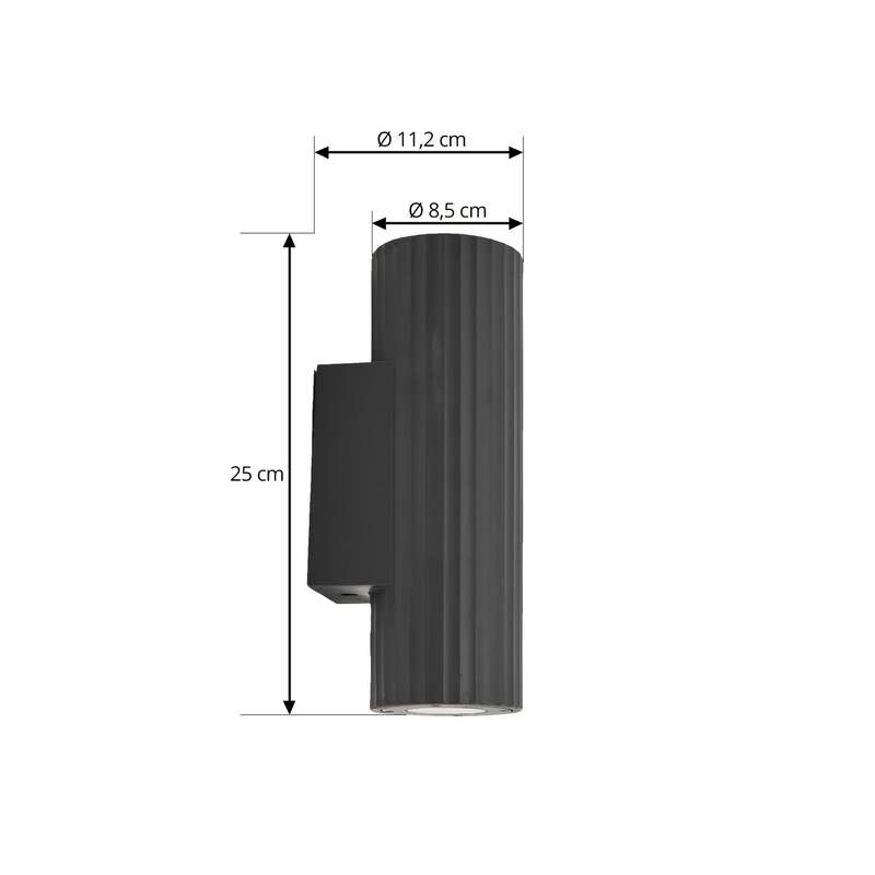 Lindby Außenwandleuchte Christa grau Beton 25 cm Riffel Wandlampe Lampe Leuchte - 4251911786088