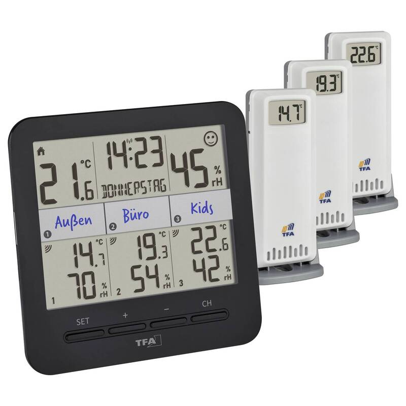 TFA Funk Thermometer Hygrometer Set Klimaüberwachung Gateway Schwarz Digital - 4009816043788
