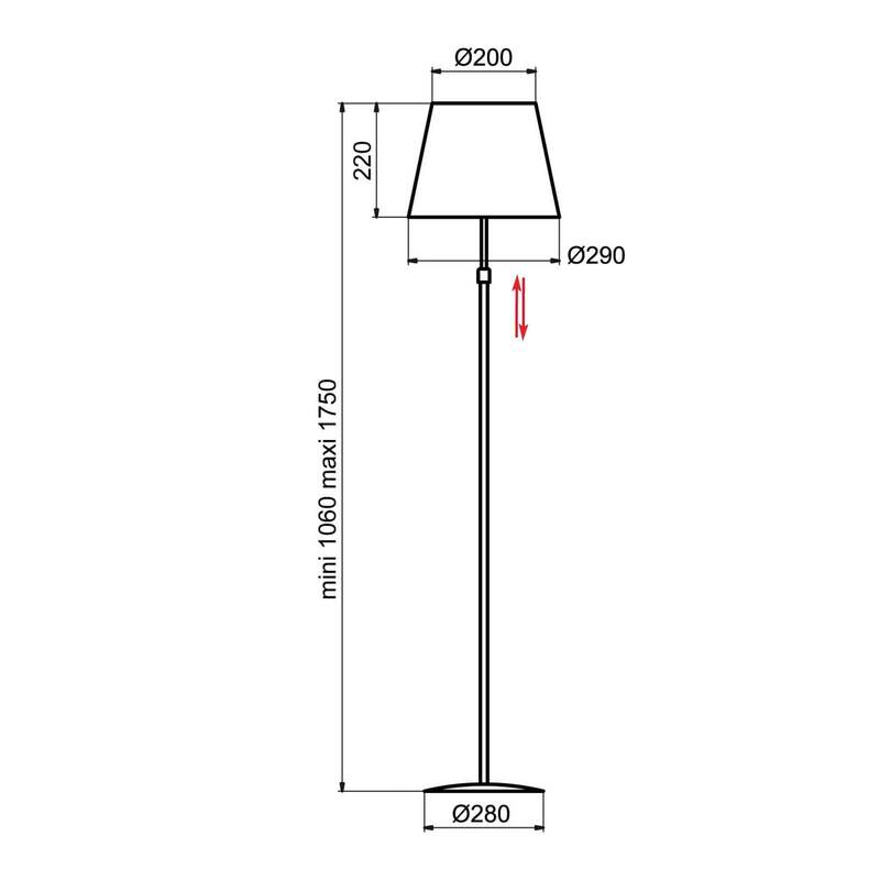 Aluminor Stehlampe Lampe Store LED Höhenverstellbar weiß rot 175cm Stahl Textil - 3131130359540