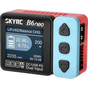 B-Ware SKYRC Modellbau-Ladegerät B6neo 10A LiPo NiMH Bleiakku 200W Ladegerät rot-blau