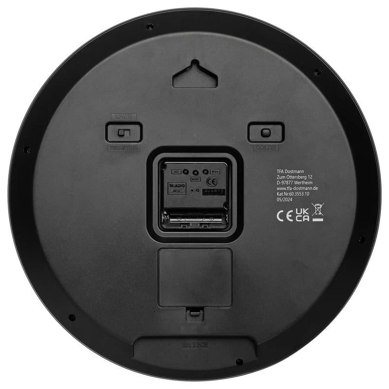 TFA Funk-Wanduhr LUMOCLOCK 60.3553.10 grau mit Lichtsensor und USB-C - 4009816040787