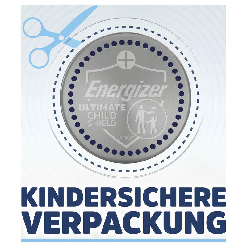 Energizer Knopfzelle CR2032 3V Lithium Batterie Ultimate Child Shield 4 Stück - 7638900452709