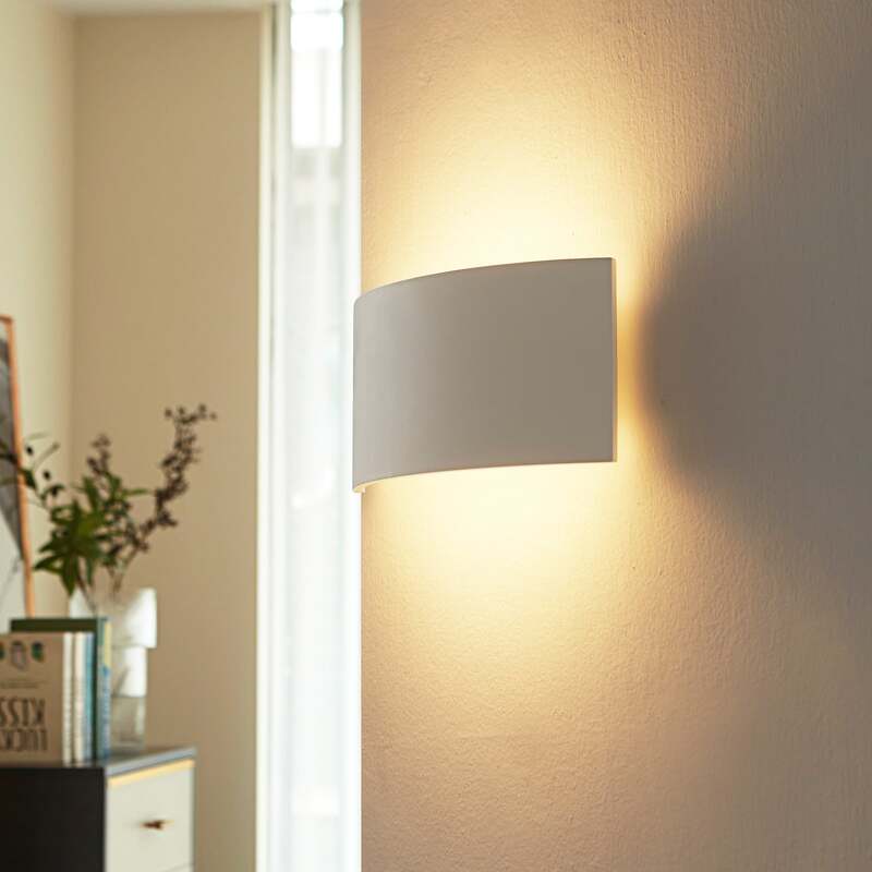 Lindby Wandleuchte Naike LED Wandlampe Gips dimmbar weiß 35x15cm IP20 2-flammig - 4251096524338