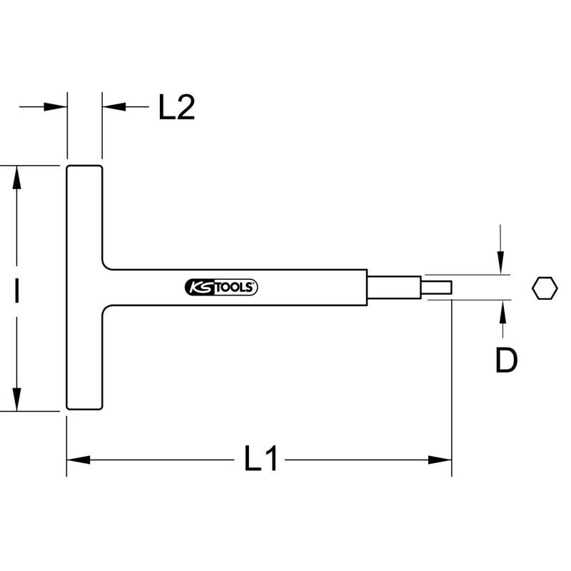 KS Tools T-Griff Innensechskant-Stiftschlüssel 5x250mm Chrom Vanadium brüniert - 4042146326923
