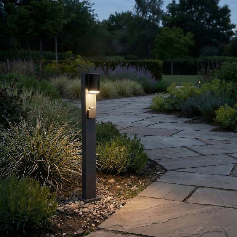 Lindby Wegeleuchte Enerio Gartenleuchte LED Pollerleuchte schwarz 80cm IP44 - 4255830909207