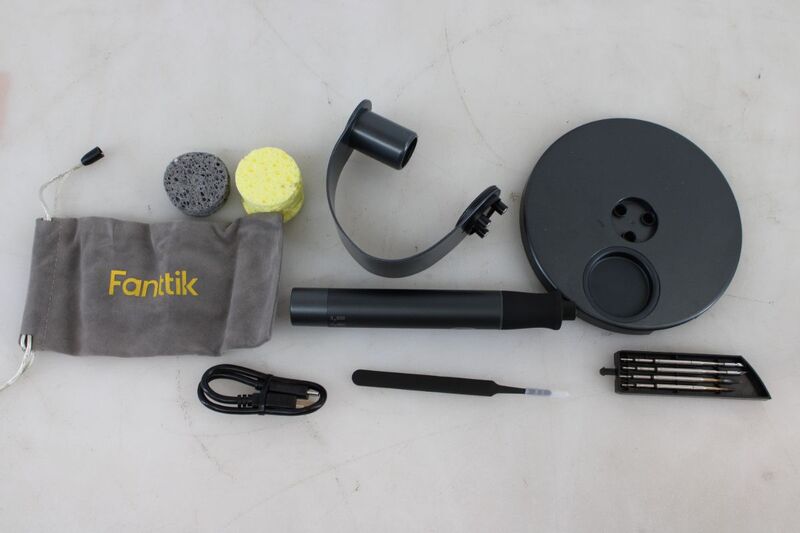 FANTTIK Lötkolben Set Lötstation Akku Lötspitzen Schwämme Pinzette Ständer USB - 4064161487700