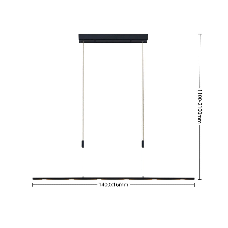 Lucande Pendelleuchte Hängeleuchte Stakato LED dimmbar schwarz 140cm 6-flg. - 4251911718959