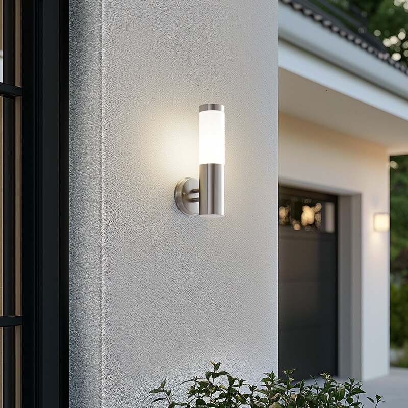 Lindby Kristof AußenWandleuchte Außenwandleuchte Gartenleuchte Edelstahl E27 wei - 4251096517750