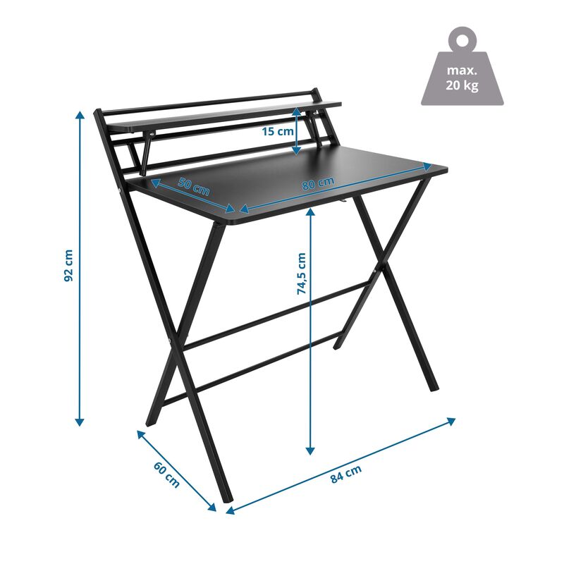 hjh OFFICE Schreibtisch Arbeitstisch EASY CLAP Computertisch Tisch 92x84 schwarz - 4064323020158