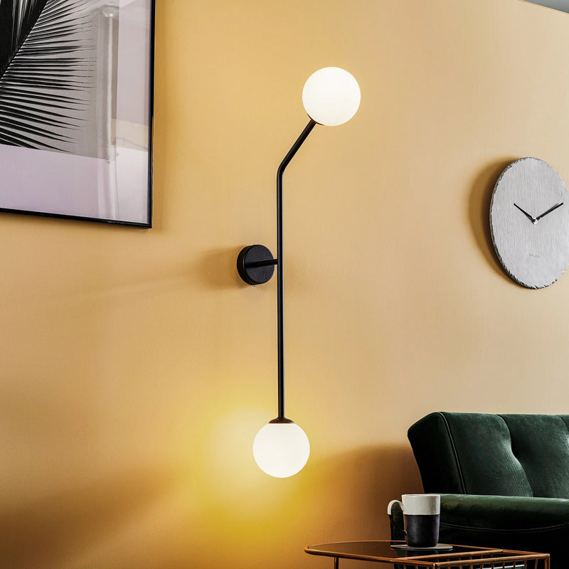 Wandleuchte Pure Wandlampe schwarz Metall Glas zweiflammig senkrecht dimmbar - 5904798652487