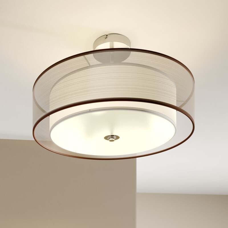 Lindby Deckenleuchte Pikka LED Lampe Leuchte dimmbar braun Ø50cm chrom 80W - 6291106558562