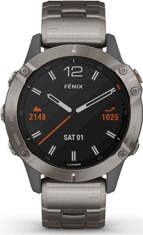 Garmin Sportuhr GPS Uhr Smartwatch Uhr fenix 6 Sapphire Titan 47mm Grau Onesize - 0753759232849