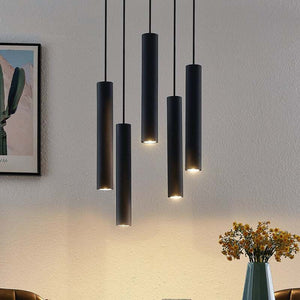 B-Ware Lindby Hängeleuchte Sanad LED Pendelleuchte Lampe dimmbar schwarz 5-flg Ø40cm