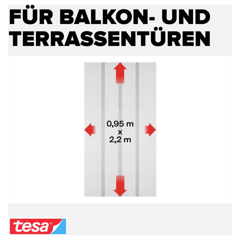 Tesa Tür-Fliegengitter Insektenschutz anthrazit 0,95m x 2,20m für Innen/Außen - 4042448163431
