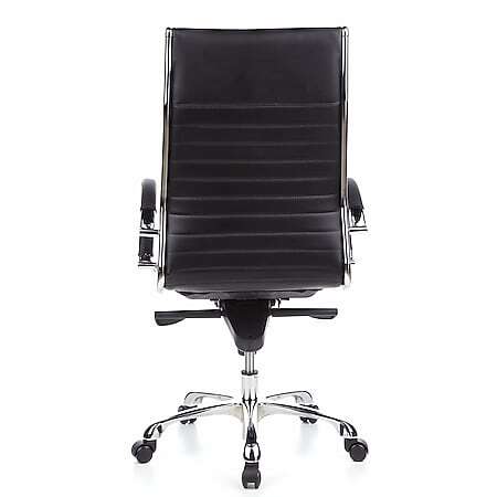 hjh OFFICE Bürostuhl Chefsessel Drehstuhl PARMA 20 Leder schwarz Chrom 110kg - 4260182536315