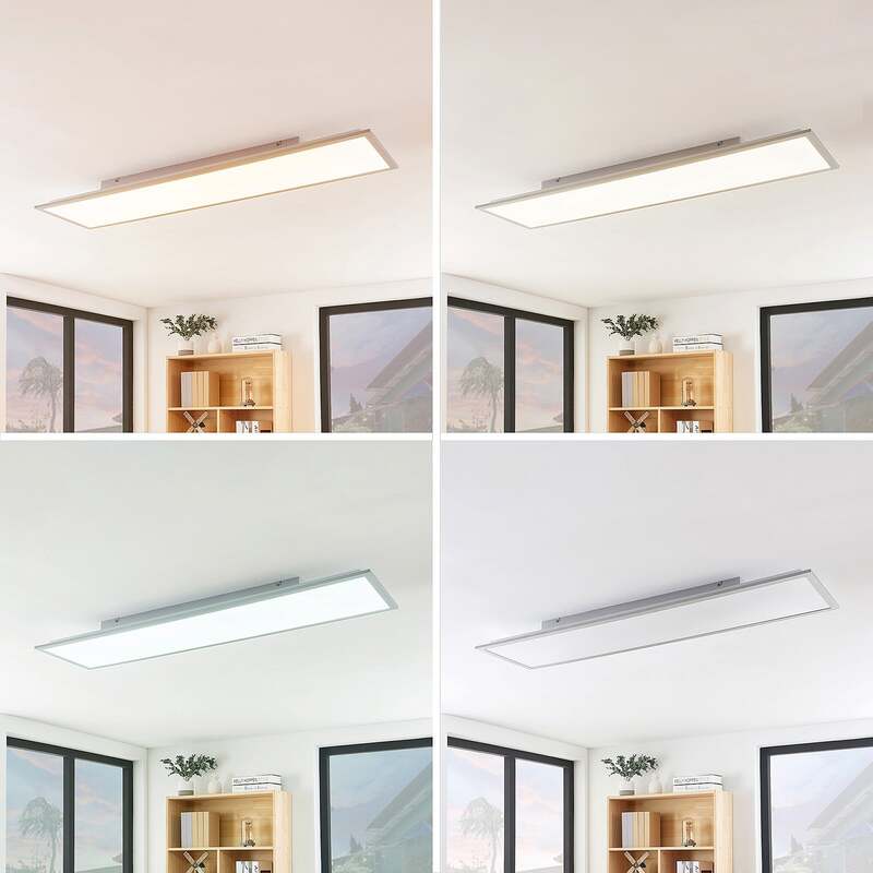 Lindby LED-Panel Stenley dimmbar CCT 120x30cm silber weiß 36W 3000-6500K 3000lm - 4251096571585