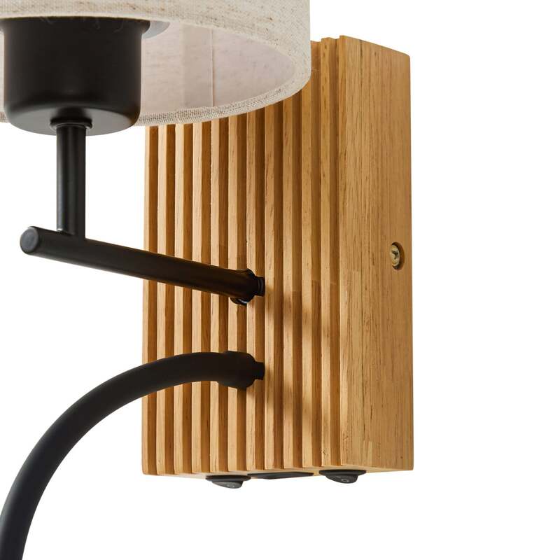 Lucande Wandleuchte Wandlampe Lieske Leselicht Textil Holz beige 39 cm - 4255830901249
