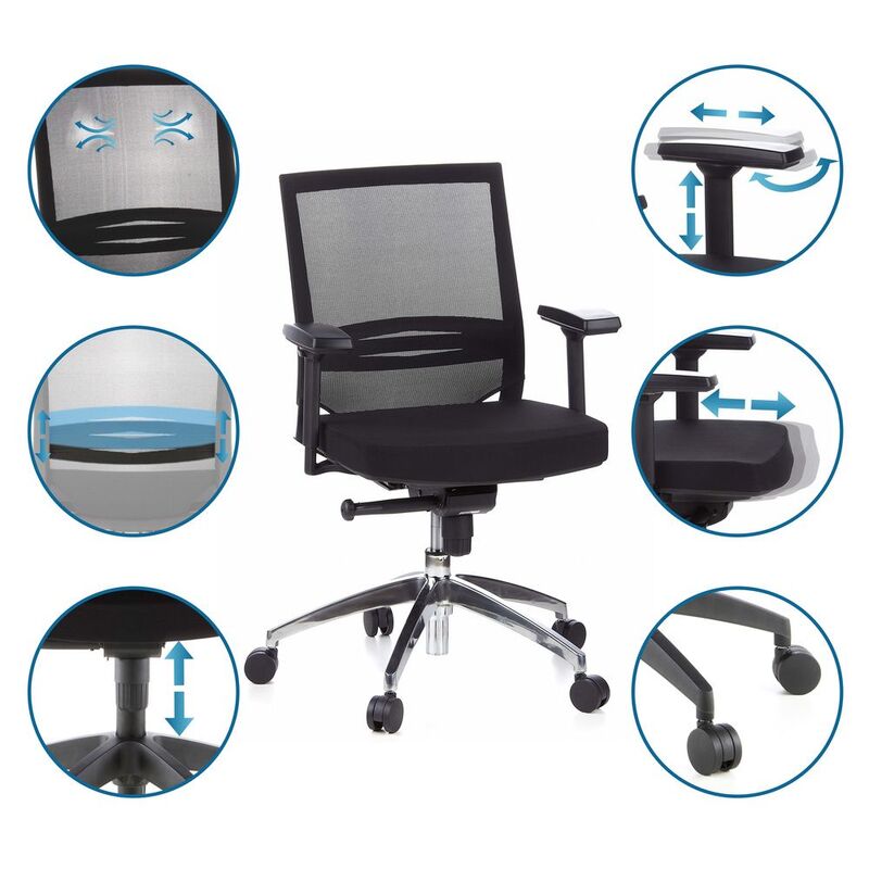 hjh OFFICE Bürostuhl Chefsessel PORTO PRO Drehstuhl Schreibtisch Stoff schwarz - 4260182550632