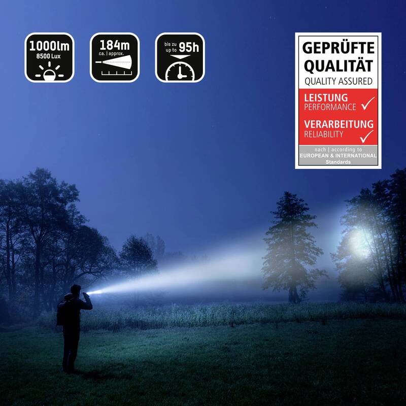 Ansmann Taschenlampe LED 1000lm akkubetrieben Fokussierung schwarz 226g IPX4 - 4013674105977
