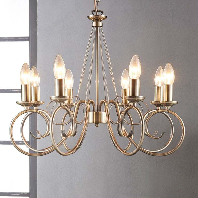 Lindby Kronleuchter Hängeleuchte Marnia LED 8-flg dimmbar altmessing Ø53cm 150cm - 4251096524147