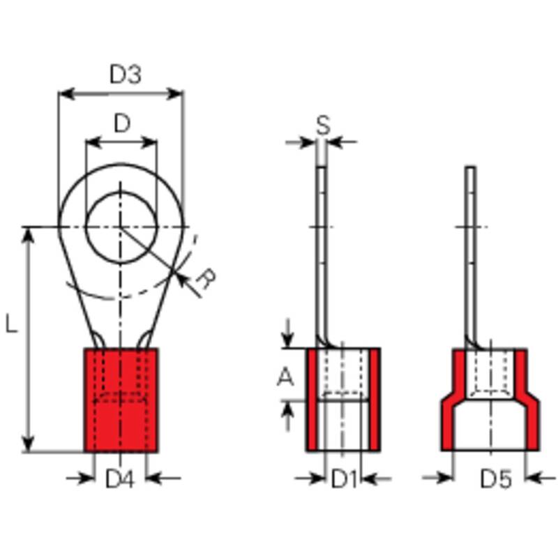 Vogt Verbindungstechnik Ringkabelschuh 3671A Elektrolytkupfer teilisoliert 10mm² - 2050000237997