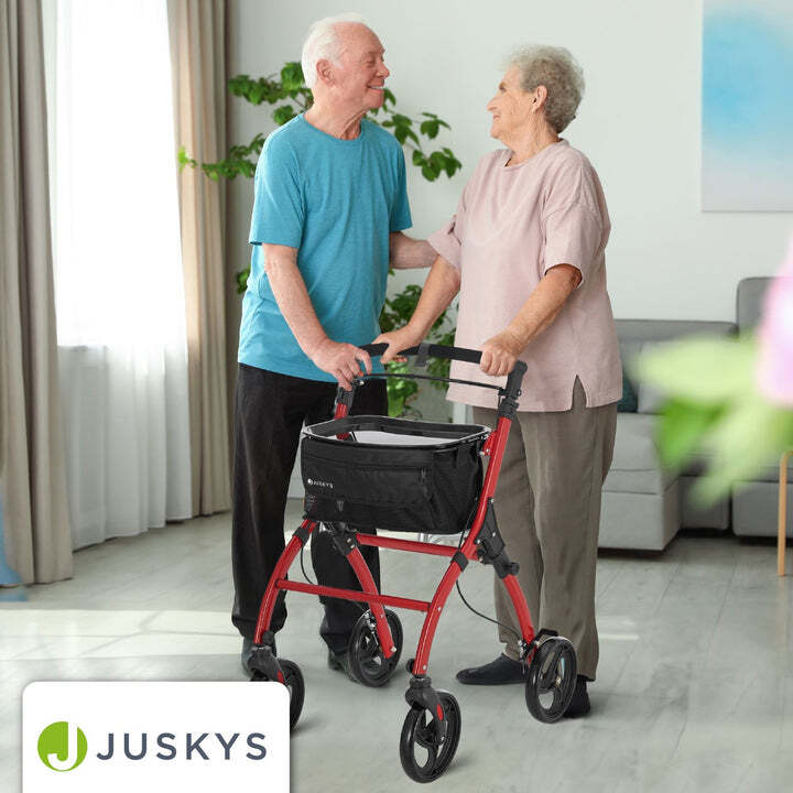 Rollator Aluminium Indoor Rollator Aktiv klappbar rot 110kg max. Belastbarkeit - 4262437182933