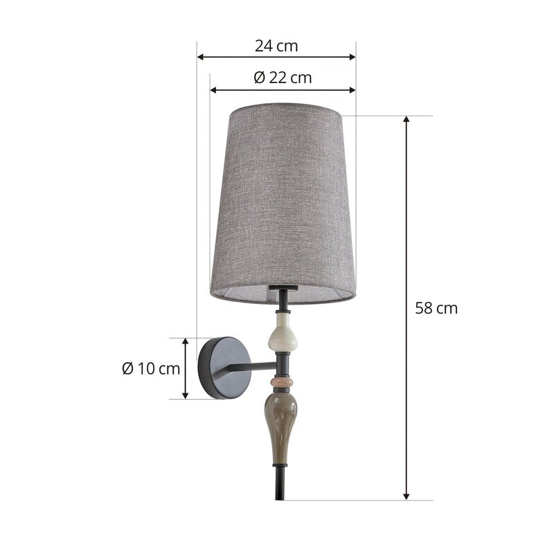 Lindby Wandleuchte Haldorin, grau/schwarz Textil 58 cm Wandlampe Lampe Leuchte - 4251911778618