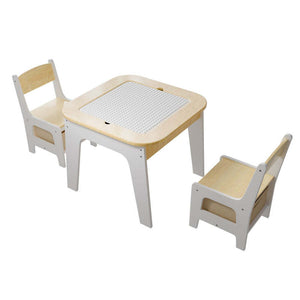 B-Ware Kinderspieltisch Milou mit zwei Stühlen Stauraum und Schubfächern aus Holz natur