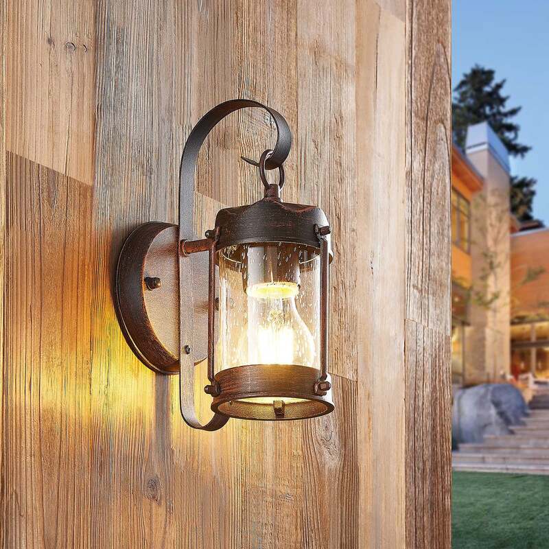 Lindby Außenwandleuchte Farly LED Gartenlampe Wandleuchte rostbraun Alu 17cm - 4251096573732
