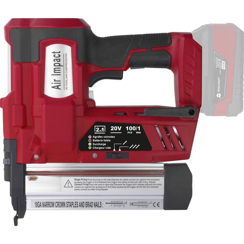 TOOLCRAFT Akku-Nagler Kabellose Nagelpistole inkl Akku-Lampe ohne Akku Ladegerät - 4064161194745