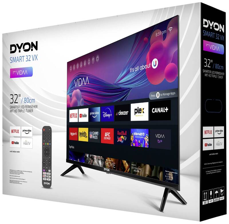 DYON SMART 32 VX Fernseher Smart-TV 32 Zoll LED-TV HDMI WiFi Apps USB Schwarz - 4260552542755