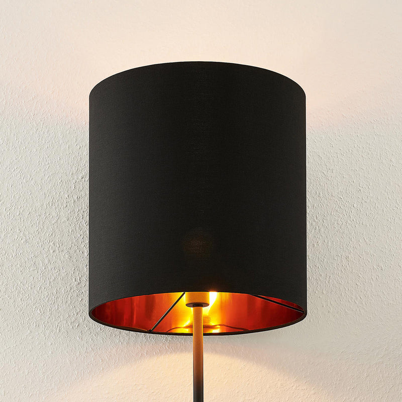 Lindby Stehleuchte Nymar schwarz-gold Lampe Leuchte LED E27 179cm Stoff Metall - 4251096578058
