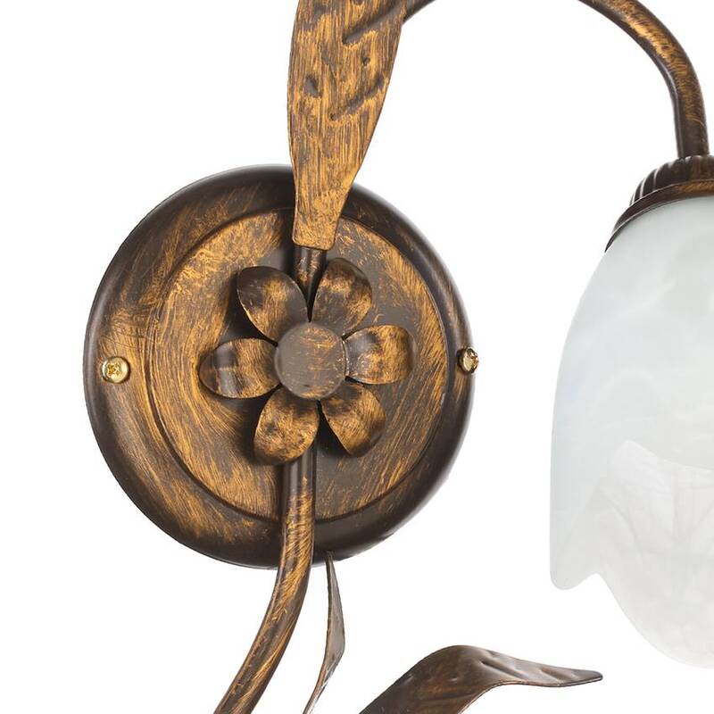 ONLI Wandleuchte Sonia LED Wandlampe dimmbar Eisen Glas bronze gold elfenbein - 8030626515260