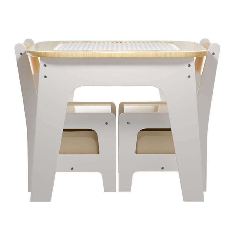 Kinderspieltisch Milou mit zwei Stühlen Stauraum und Schubfächern aus Holz natur - 4262437182803