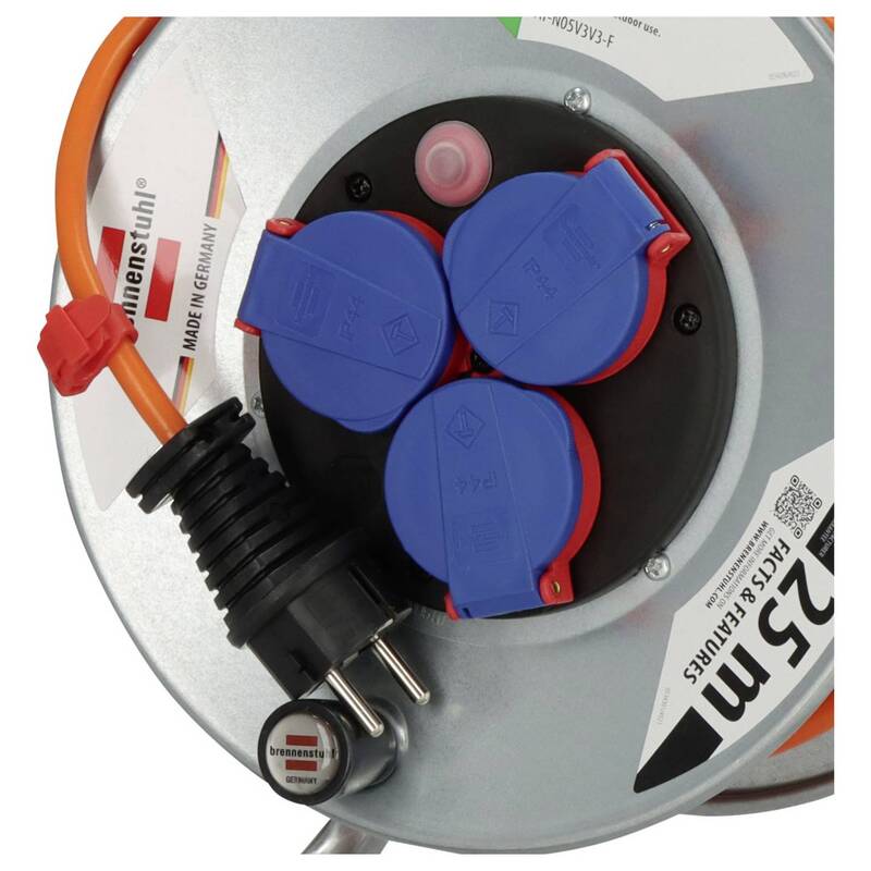 Brennenstuhl 1198740 Kabeltrommel Kabelabroller 25m Orange Schutzkontakt-Stecker - 4007123683079