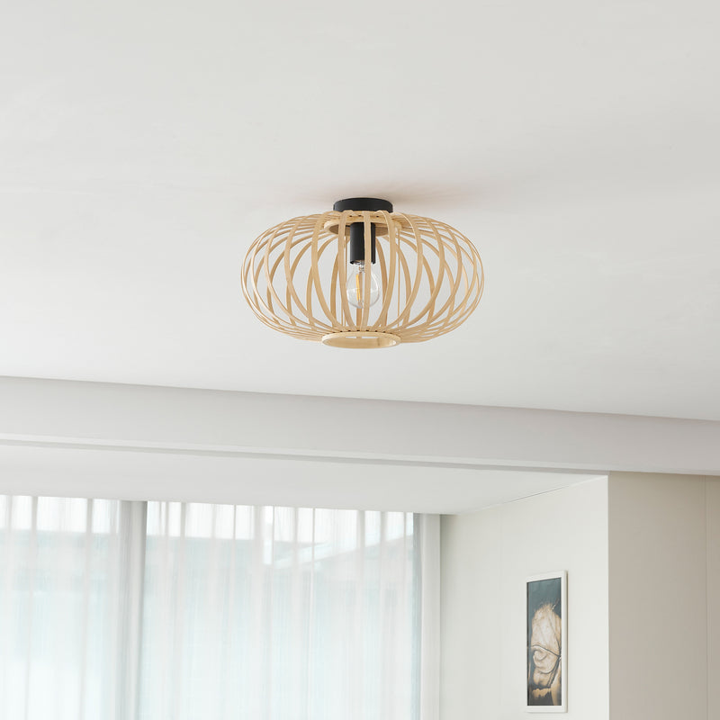Lindby Deckenleuchte Lielle LED Lampe Hängelampe dimmbar Bambus natur Ø38cm - 4251911793222