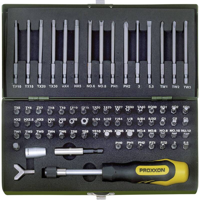 75TLG PROXXON Schraubendreher-Bit-Set mit Magnethalter und Stahlkasten - 4006274231078