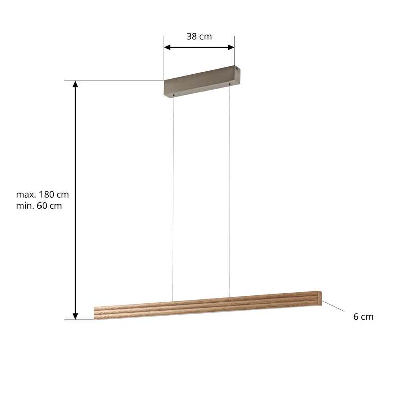 Lucande LED Hängeleuchte Annetta dimmbar CCT Holz grau 117cm Touchdimmer 2700lm - 4255830911149