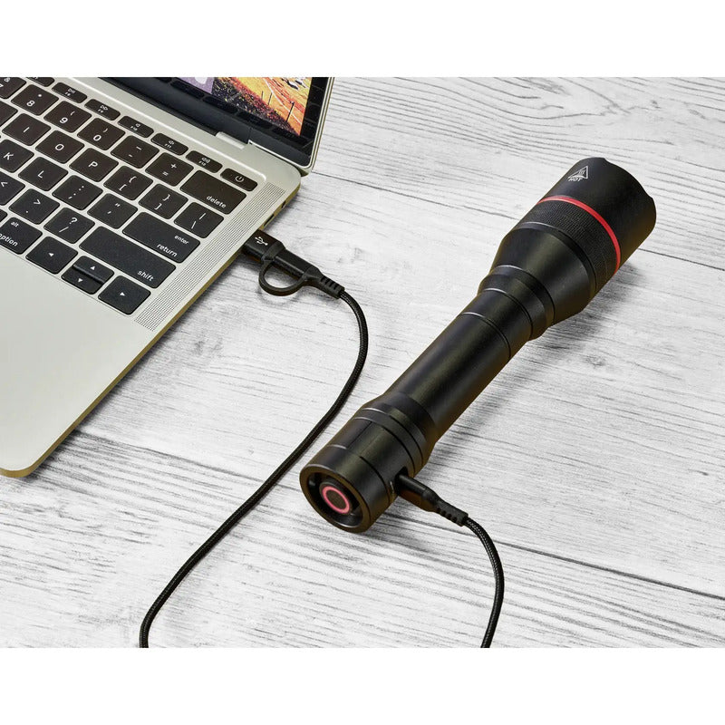 TOOLCRAFT TASCHENLAMPE AKKUBETRIEBEN 60W USB 1000-3500lm Aluminium Schwarz/Rot - 4064161293608
