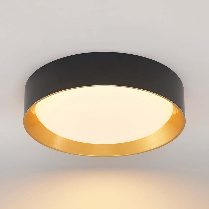 Lindby Deckenleuchte Kambia LED Lampe Leuchte schwarz-gold Ø45cm 36W warmweiß - 4251911702668