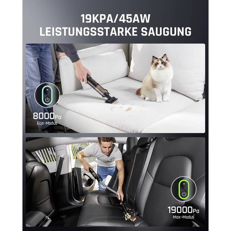 Fanttik Akku-Zyklon-Staubsauger Handstaubsauger 40 Minuten 11,1V schwarz 895g - 4064161487496