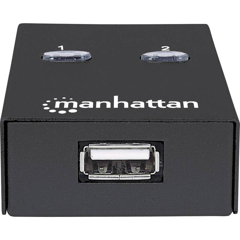 Manhattan USB 2.0-Umschalter 2-PORT für 2 PCs schwarz kompakt 19" Rack - 0766623162005