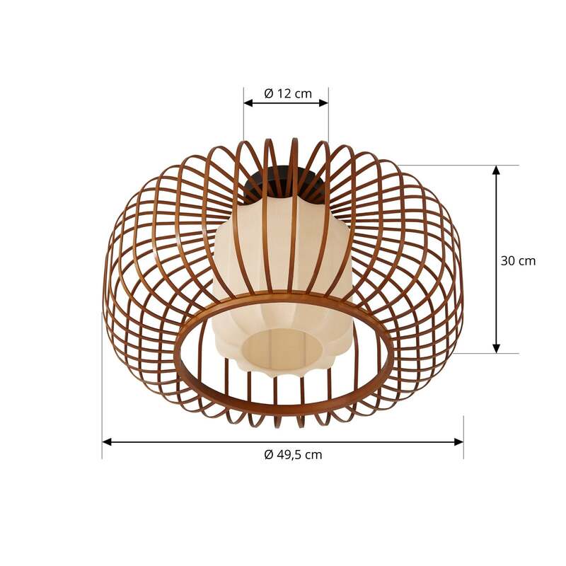 Lindby Deckenleuchte Davella LED Lampe Hängelampe dimmbar Bambus Ø50cm natur - 4255830903472