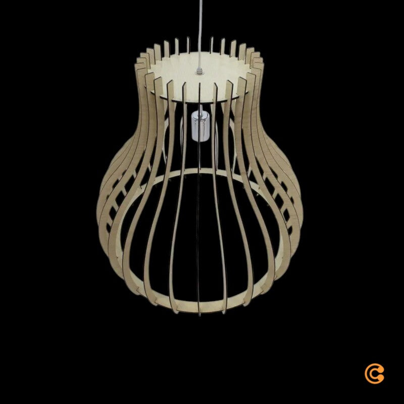 Pendelleuchte Hängeleuchte Holzlampe Ellys Holz Natur Lampenschirm Holzlamellen - 4251096552584