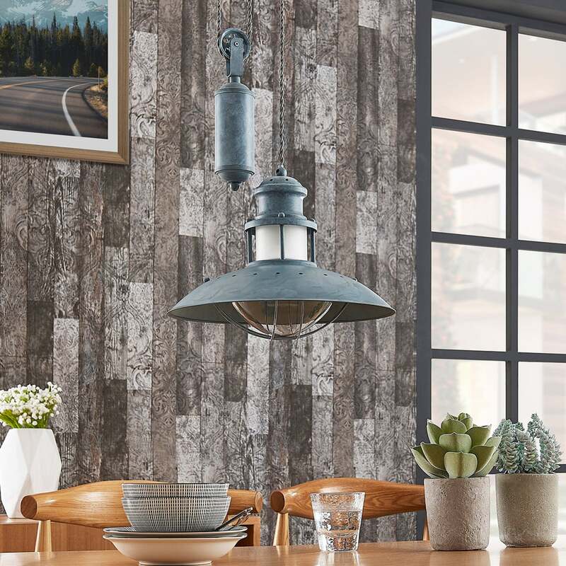 Lindby Pendelleuchte Hängeleuchte Louisanne LED Lampe dimmbar grau-grün 25,7cm - 4251096532791